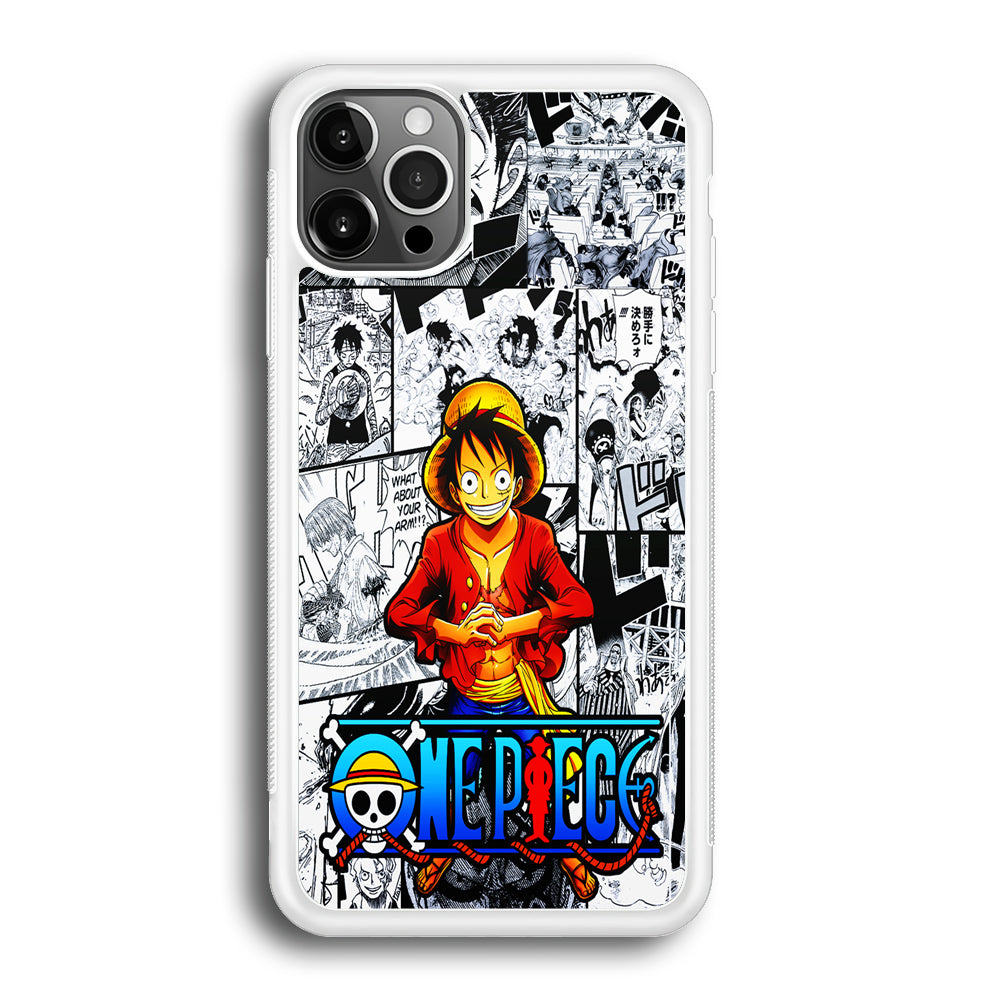 One Piece Luffy Comic iPhone 12 Pro Max Case-Phone Case-Rubber White (2D Case)-Altracase