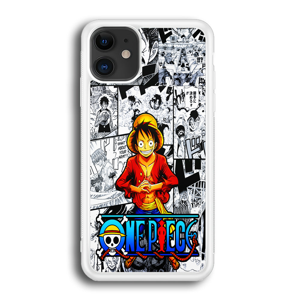 One Piece Luffy Comic iPhone 12 Case-Phone Case-Rubber White (2D Case)-Altracase