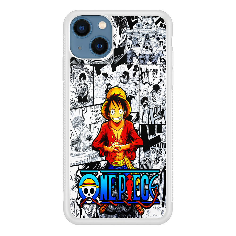 One Piece Luffy Comic iPhone 13 Mini Case-Phone Case-Rubber White (2D Case)-Altracase