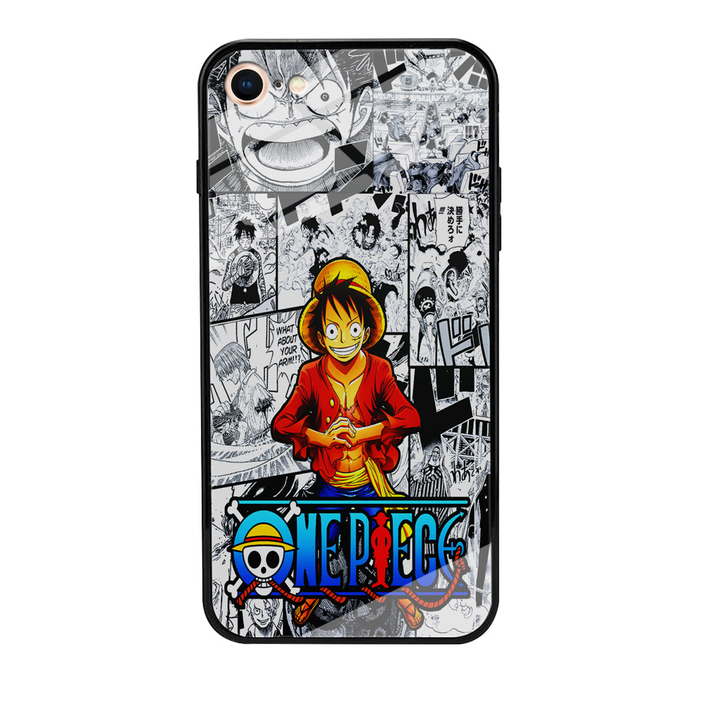 One Piece Luffy Comic iPhone 8 Case-Phone Case-Tempered Glass Case-Altracase
