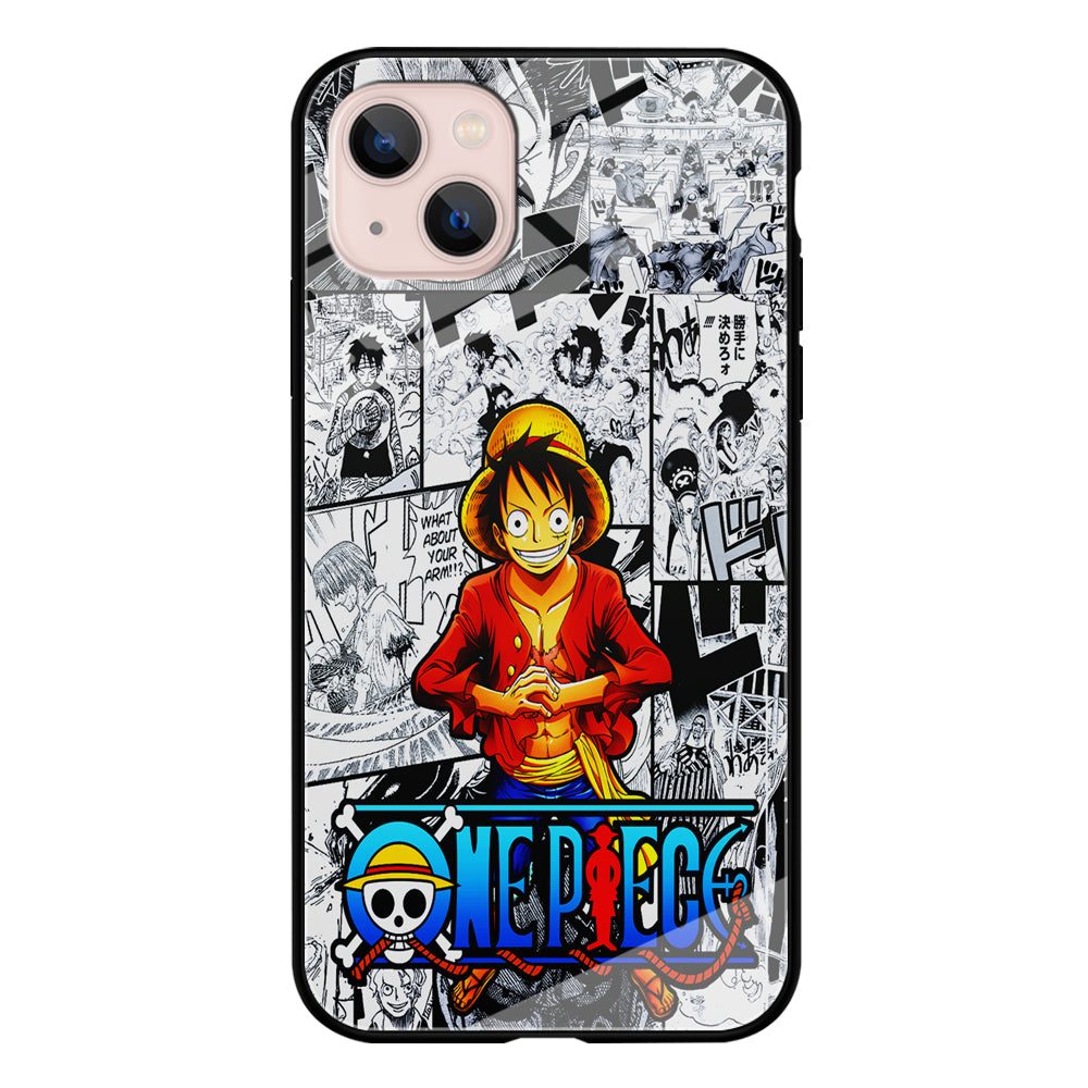 One Piece Luffy Comic iPhone 13 Mini Case-Phone Case-Tempered Glass Case-Altracase