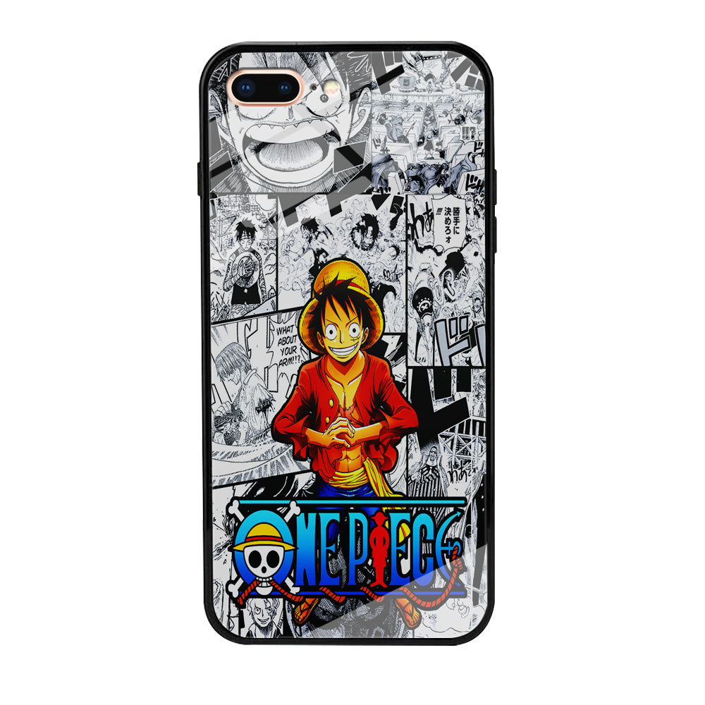 One Piece Luffy Comic iPhone 8 Plus Case-Phone Case-Tempered Glass Case-Altracase