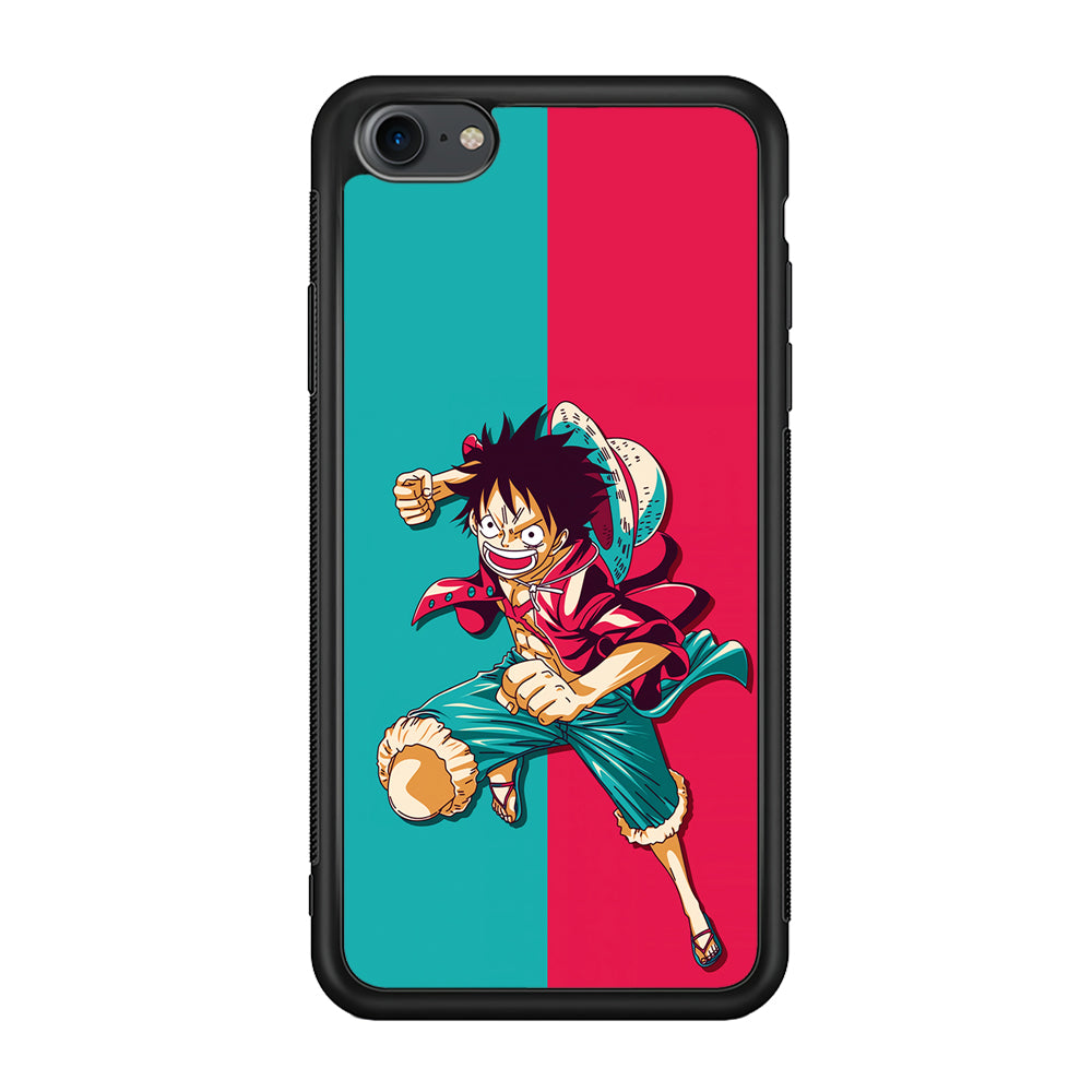 One Piece Luffy Red Blue iPhone 7 Case-Phone Case-Rubber Black (2D Case)-Altracase