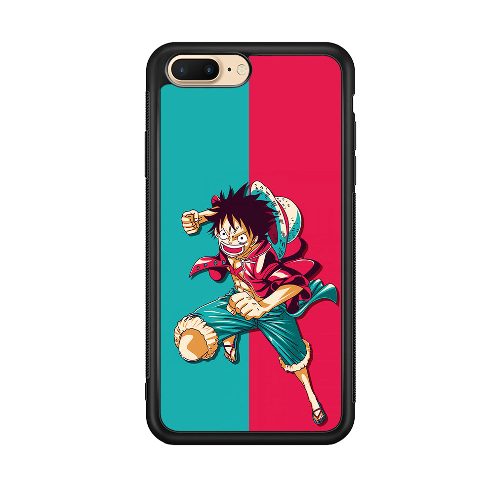 One Piece Luffy Red Blue iPhone 8 Plus Case-Phone Case-Rubber Black (2D Case)-Altracase