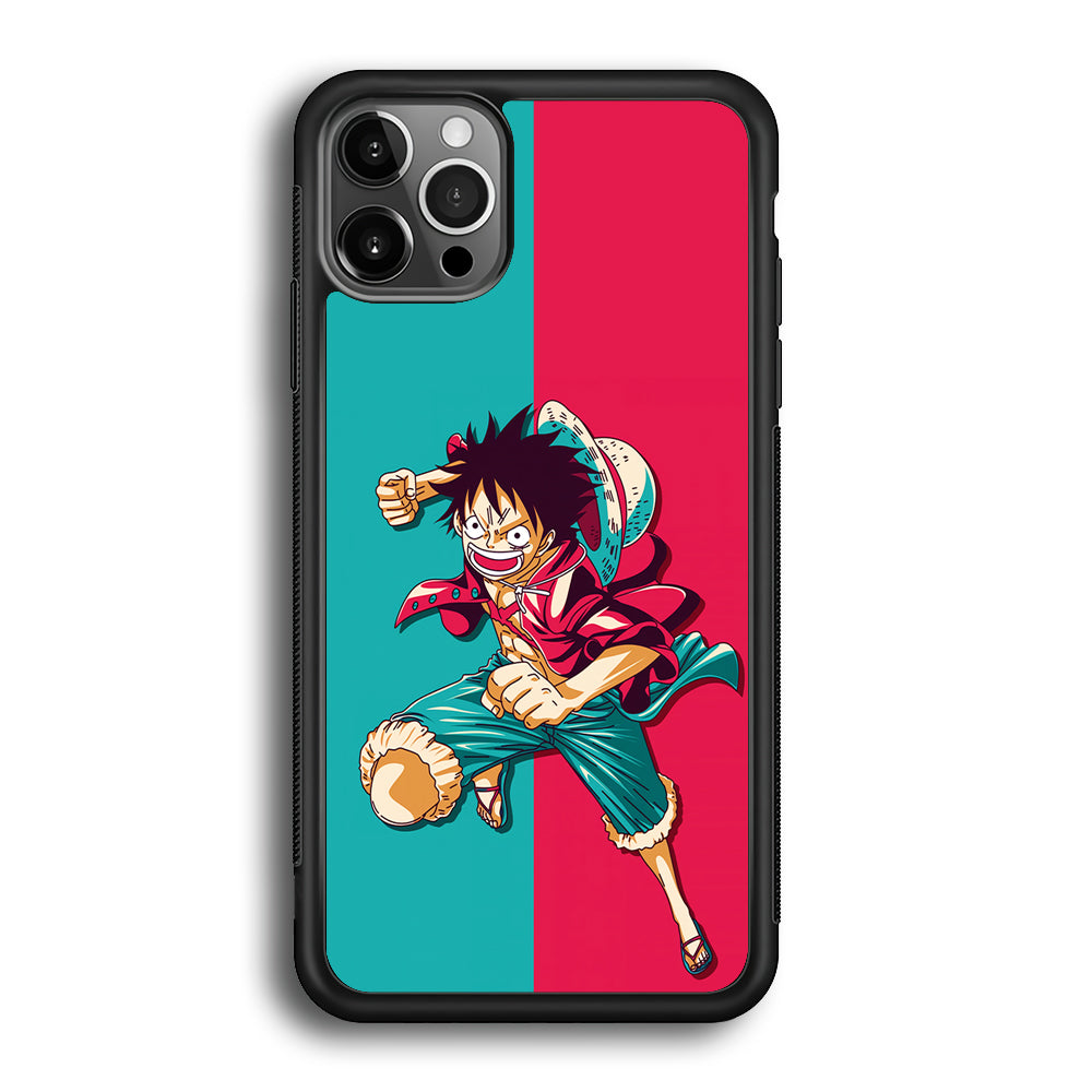 One Piece Luffy Red Blue iPhone 12 Pro Max Case-Phone Case-Rubber Black (2D Case)-Altracase