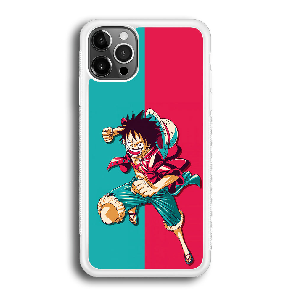 One Piece Luffy Red Blue iPhone 12 Pro Max Case-Phone Case-Rubber White (2D Case)-Altracase