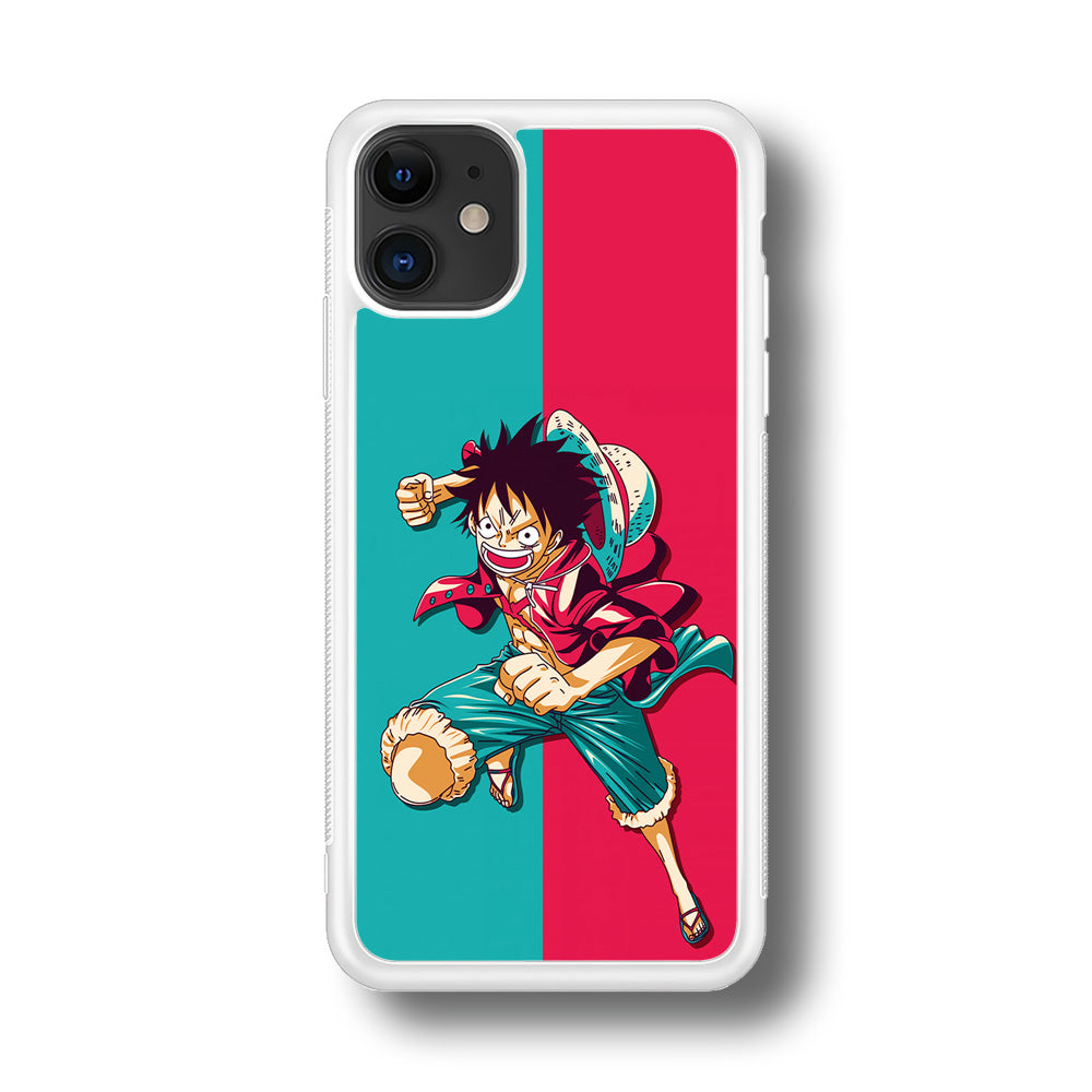 One Piece Luffy Red Blue iPhone 11 Case-Phone Case-Rubber White (2D Case)-Altracase