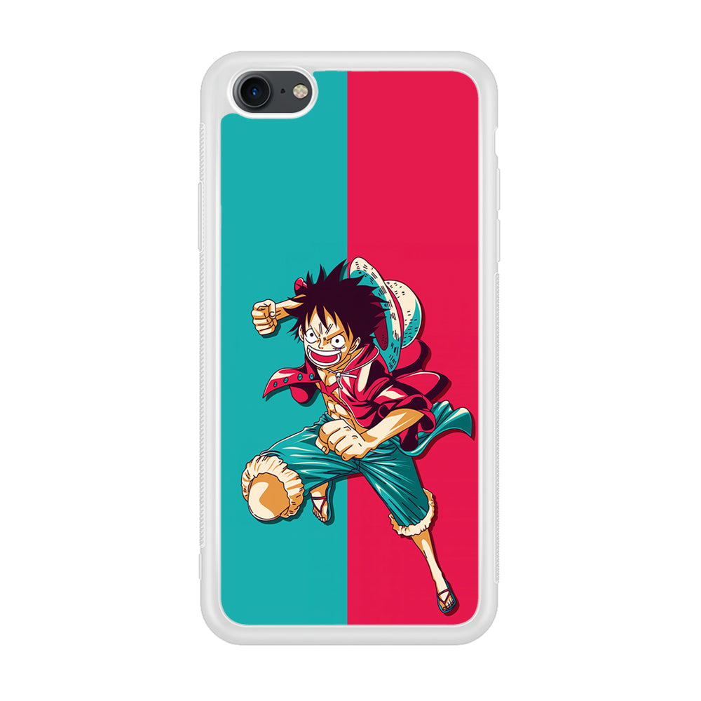 One Piece Luffy Red Blue iPhone 7 Case-Phone Case-Rubber White (2D Case)-Altracase