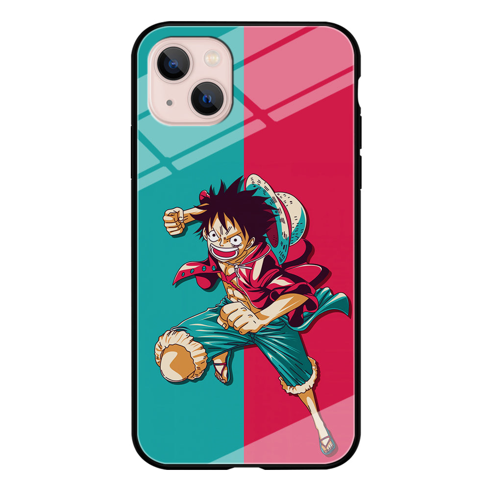 One Piece Luffy Red Blue iPhone 13 Mini Case-Phone Case-Tempered Glass Case-Altracase