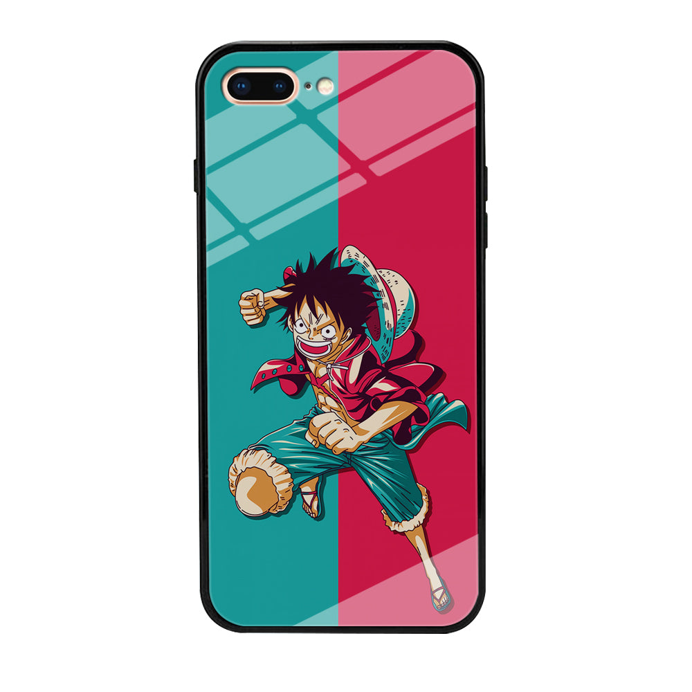 One Piece Luffy Red Blue iPhone 8 Plus Case-Phone Case-Tempered Glass Case-Altracase