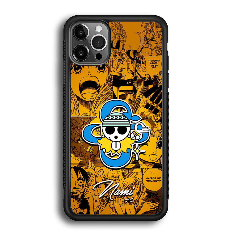 One Piece Nami Logo Comic iPhone 12 Pro Max Case-Phone Case-Rubber Black (2D Case)-Altracase
