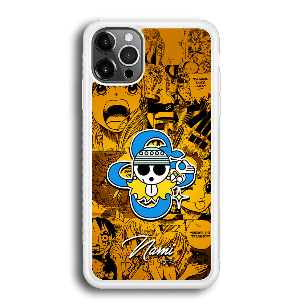 One Piece Nami Logo Comic iPhone 12 Pro Max Case-Phone Case-Rubber White (2D Case)-Altracase
