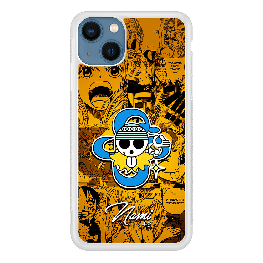One Piece Nami Logo Comic iPhone 13 Mini Case-Phone Case-Rubber White (2D Case)-Altracase