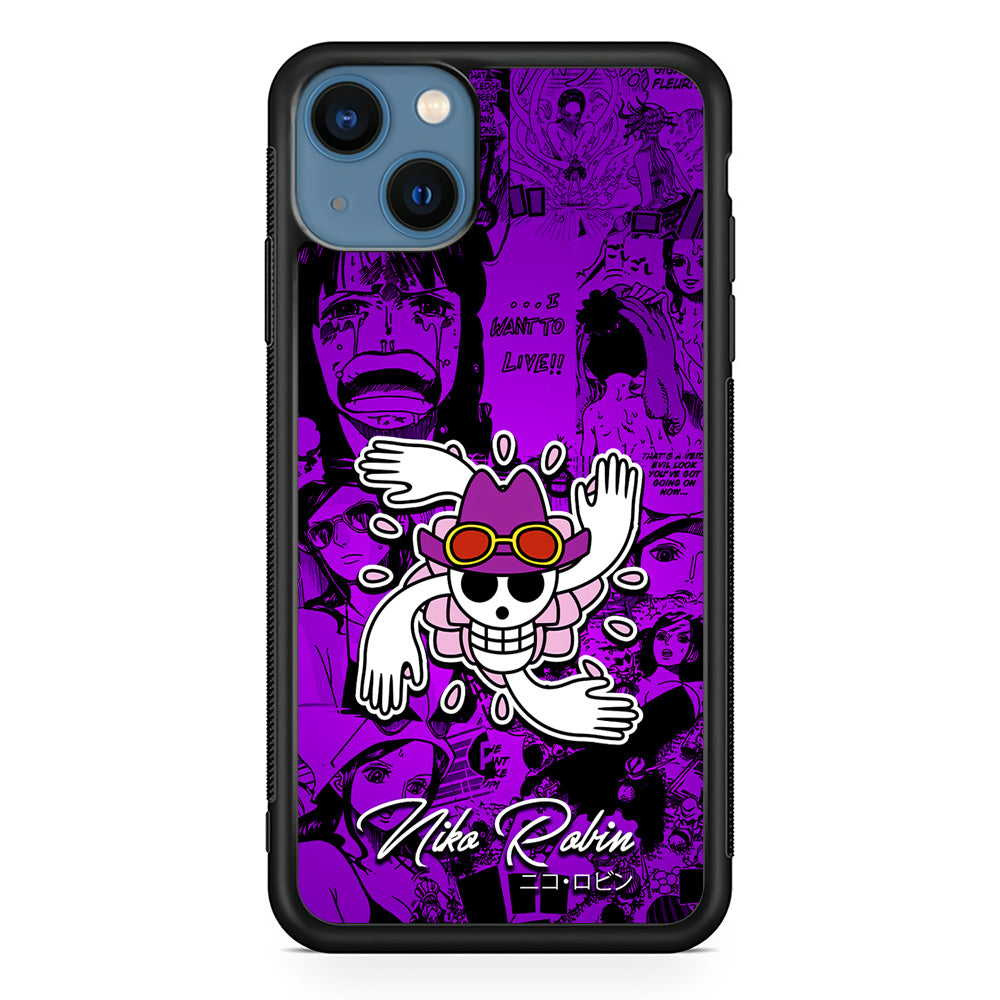 One Piece Robin Comic iPhone 13 Mini Case-Phone Case-Rubber Black (2D Case)-Altracase