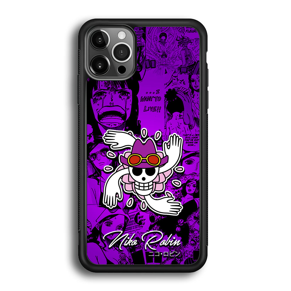 One Piece Robin Comic iPhone 12 Pro Max Case-Phone Case-Rubber Black (2D Case)-Altracase