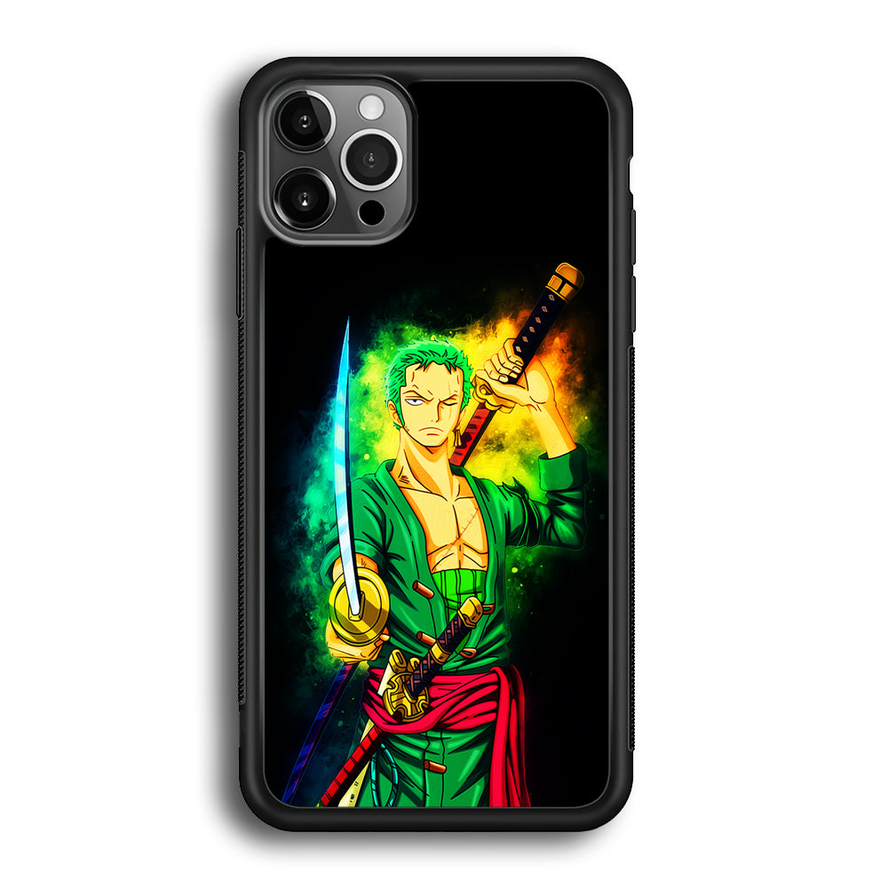 One Piece Roronoa Zoro Art iPhone 12 Pro Max Case-Phone Case-Rubber Black (2D Case)-Altracase