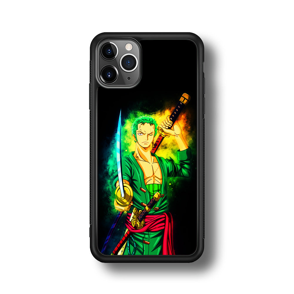 One Piece Roronoa Zoro Art iPhone 11 Pro Case-Phone Case-Rubber Black (2D Case)-Altracase