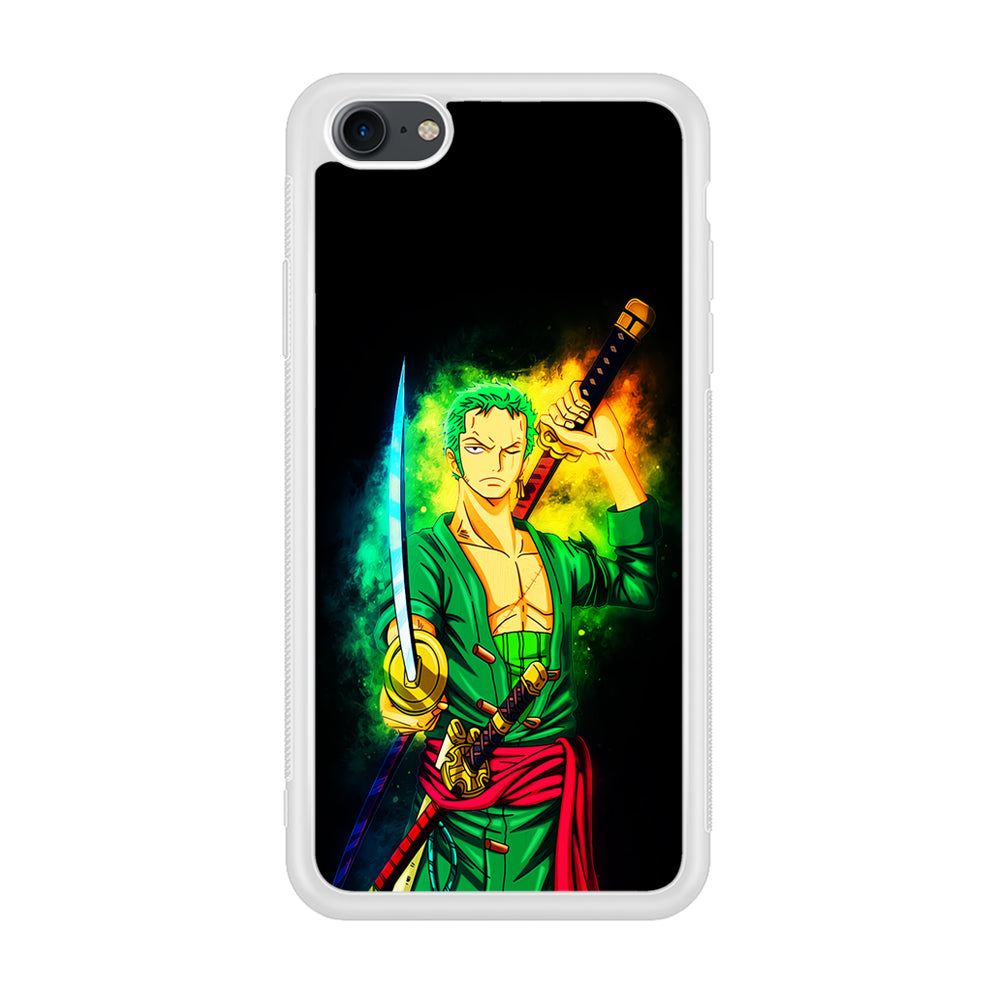 One Piece Roronoa Zoro Art iPhone 7 Case-Phone Case-Rubber White (2D Case)-Altracase