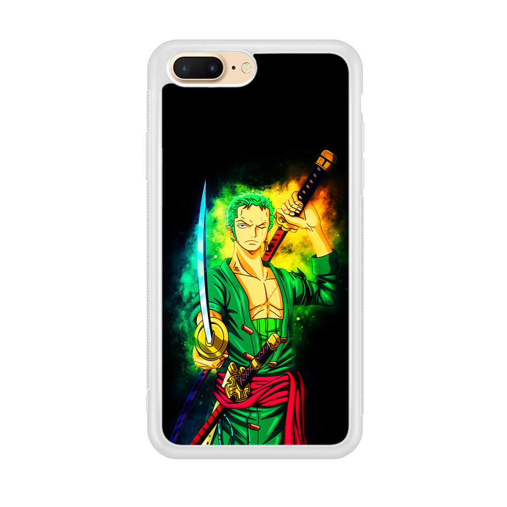 One Piece Roronoa Zoro Art iPhone 8 Plus Case-Phone Case-Rubber White (2D Case)-Altracase