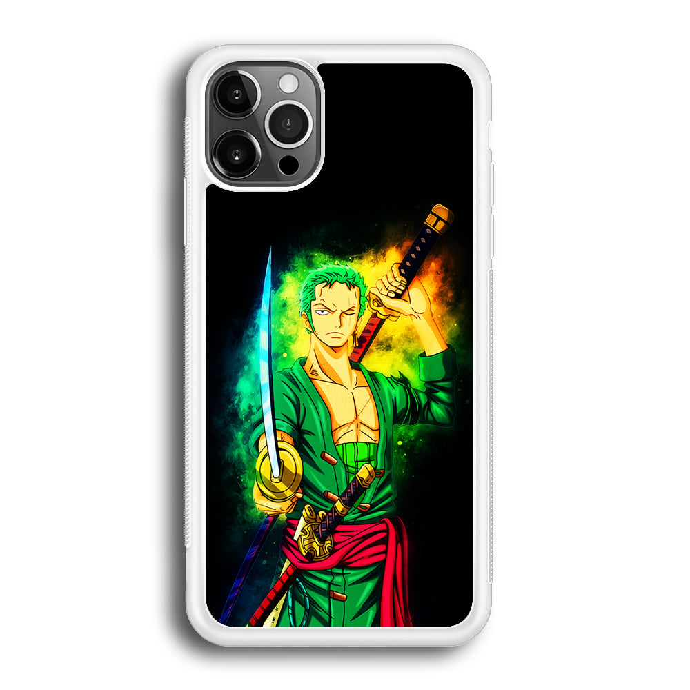 One Piece Roronoa Zoro Art iPhone 12 Pro Max Case-Phone Case-Rubber White (2D Case)-Altracase