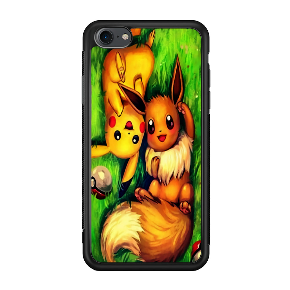 Pokemon Eevee and Pikachu iPhone 7 Case-Phone Case-Rubber Black (2D Case)-Altracase