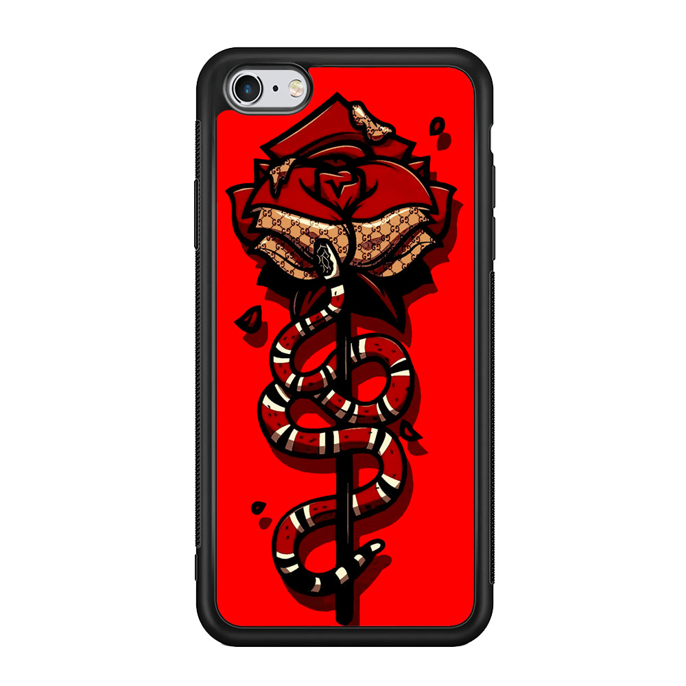 Red Rose Red Snake iPhone 6 | 6s Case-Phone Case-Rubber Black (2D Case)-Altracase