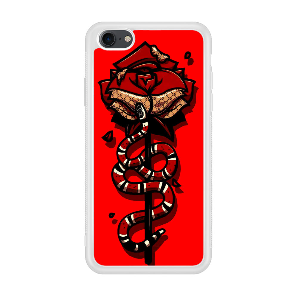 Red Rose Red Snake iPhone 7 Case-Phone Case-Rubber White (2D Case)-Altracase