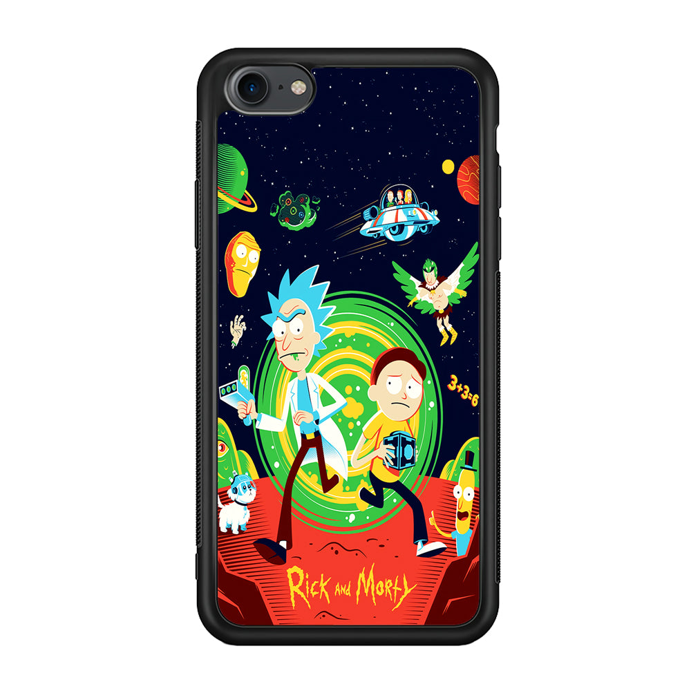 Rick and Morty Cartoon Poster iPhone 7 Case-Phone Case-Rubber Black (2D Case)-Altracase