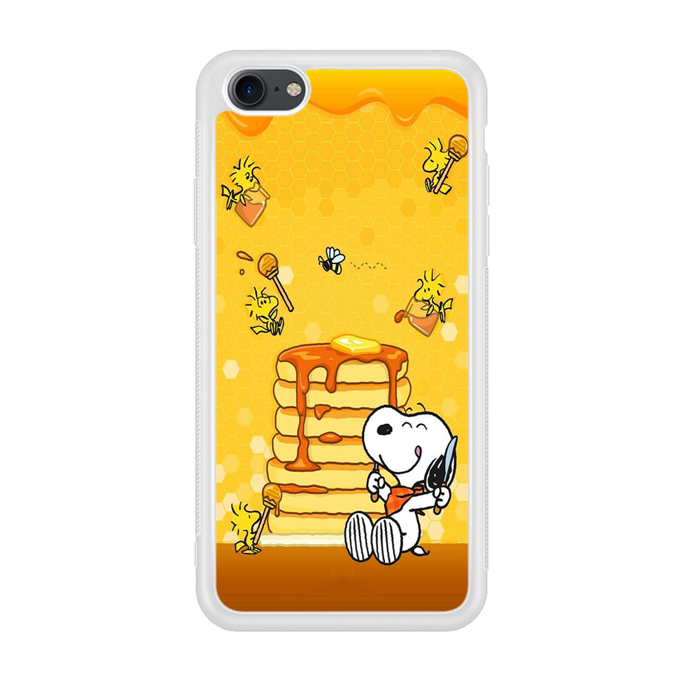 Snoopy Eats Honey iPhone 7 Case-Phone Case-Rubber White (2D Case)-Altracase