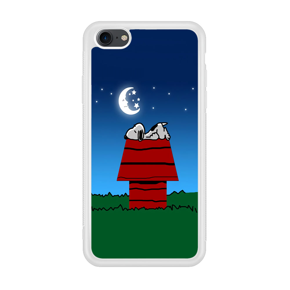 Snoopy Sleeps at Night iPhone 7 Case-Phone Case-Rubber White (2D Case)-Altracase