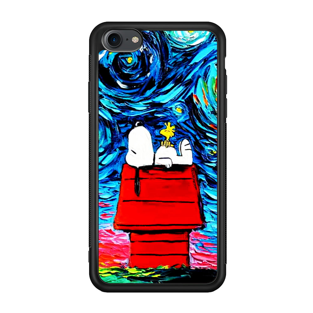 Snoopy Under Starry Night iPhone 7 Case-Phone Case-Rubber Black (2D Case)-Altracase