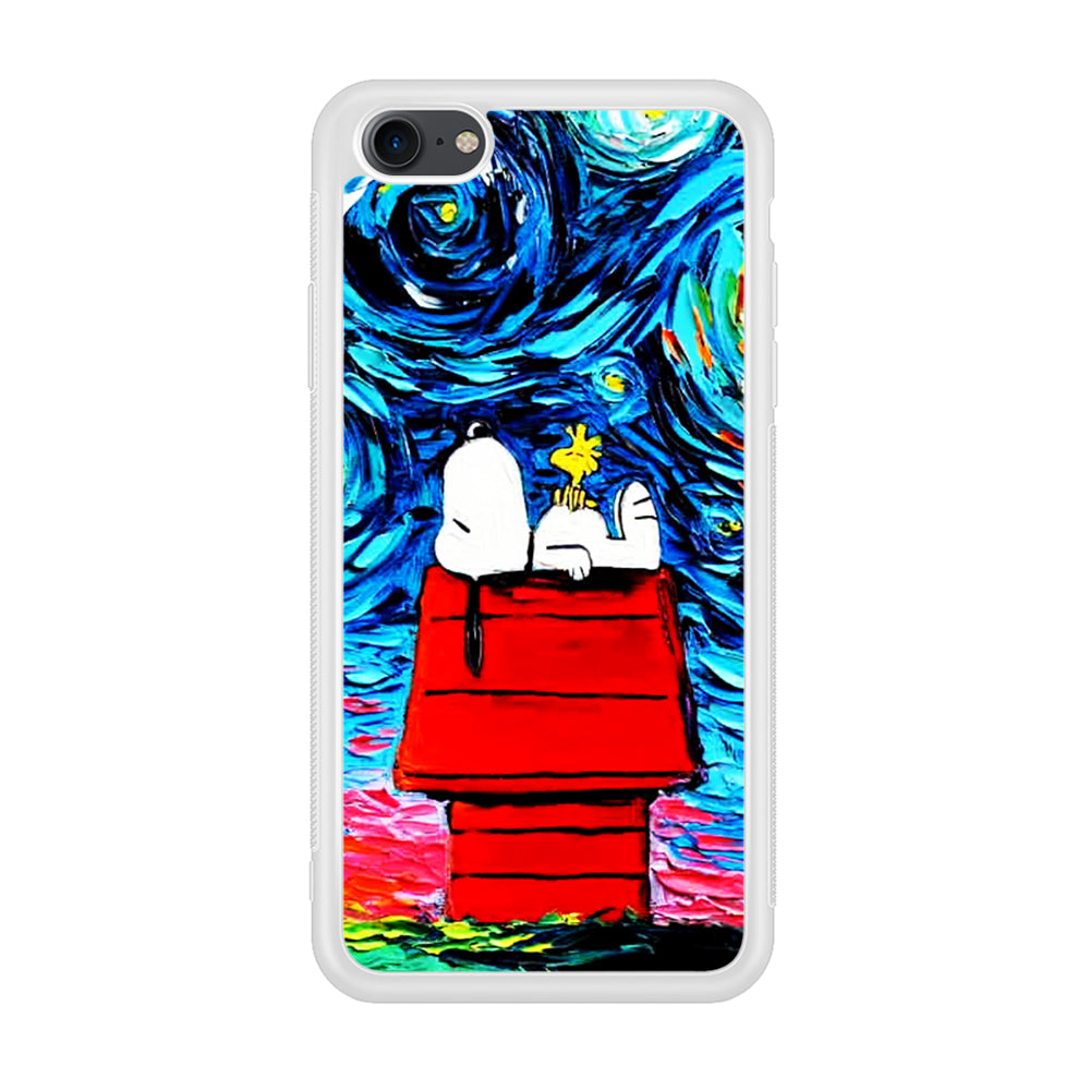 Snoopy Under Starry Night iPhone 7 Case-Phone Case-Rubber White (2D Case)-Altracase