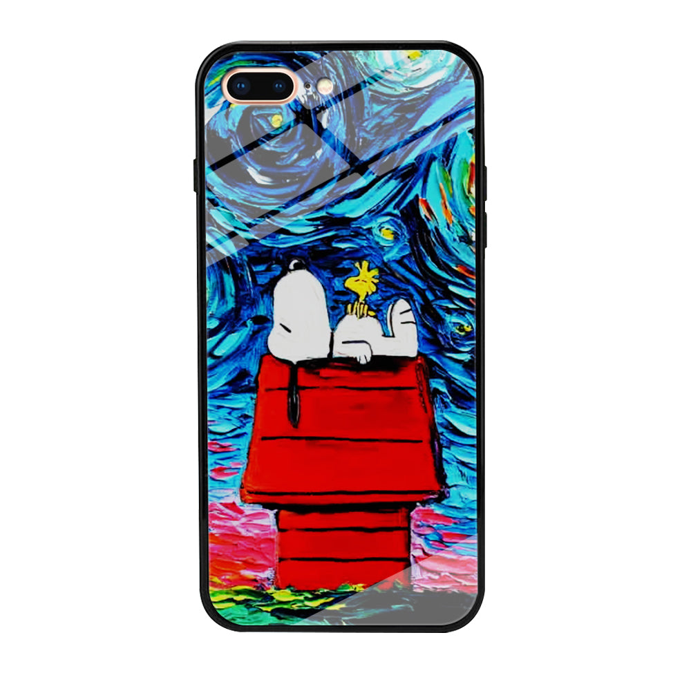 Snoopy Under Starry Night iPhone 7 Plus Case-Phone Case-Tempered Glass Case-Altracase