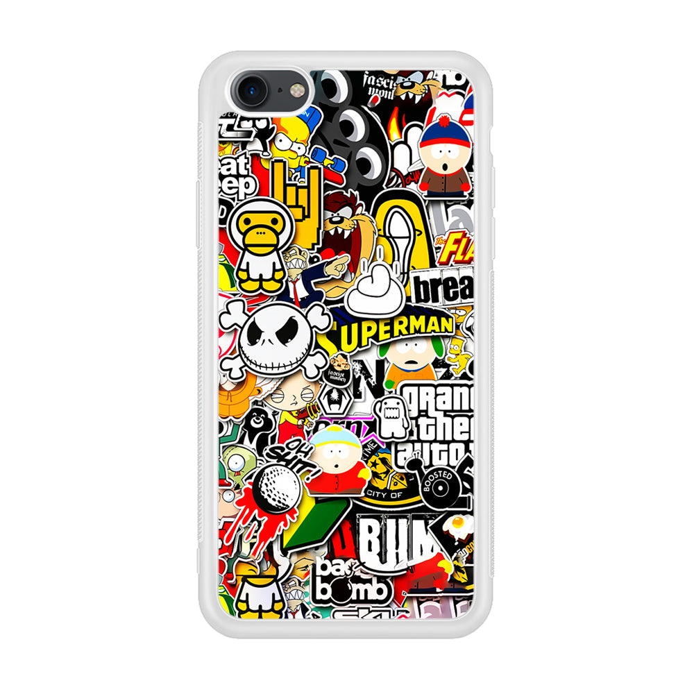 Sticker Collection Image iPhone 7 Case-Phone Case-Rubber White (2D Case)-Altracase