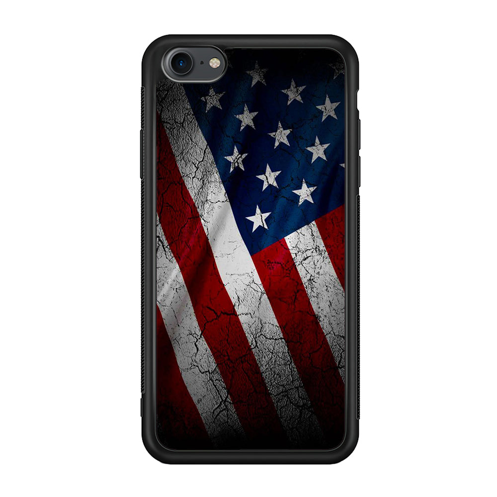 USA Flag 001 iPhone 7 Case-Phone Case-Rubber Black (2D Case)-Altracase