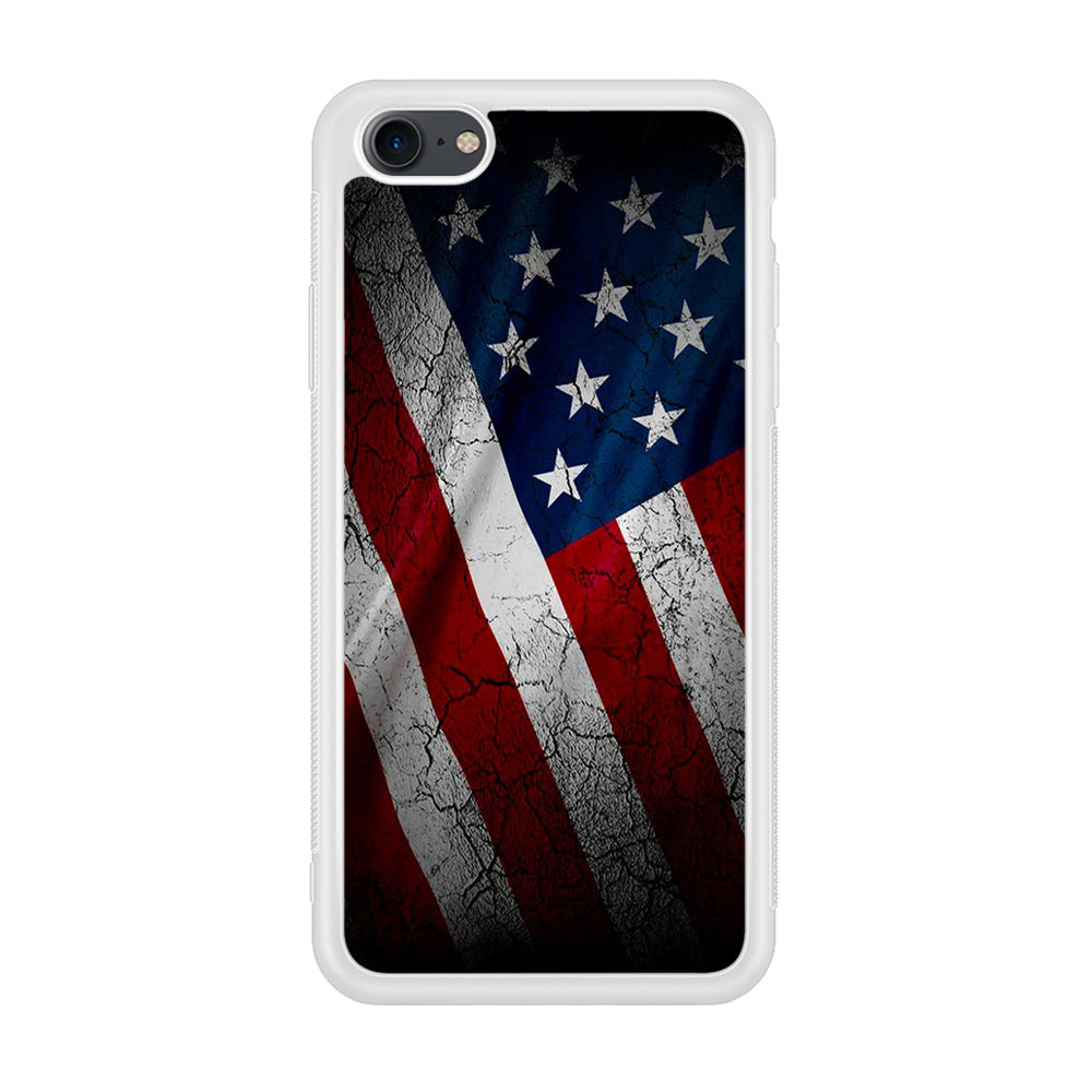 USA Flag 001 iPhone 7 Case-Phone Case-Rubber White (2D Case)-Altracase