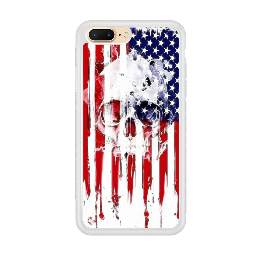 USA Flag Skull iPhone 7 Plus Case-Phone Case-Rubber White (2D Case)-Altracase