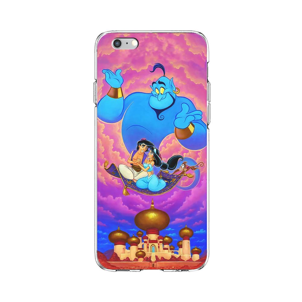 Aladdin iPhone 6 case by Altracase featuring Genie, Aladdin, and Jasmine on magic carpet with palace background