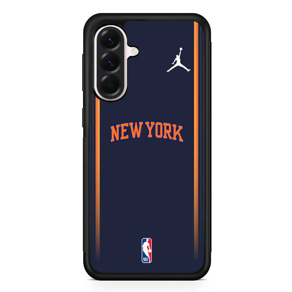 NBA New York Knicks Navy Jordan Samsung Galaxy A56 Case | Samsung Galaxy A56 Protective Rubber Case