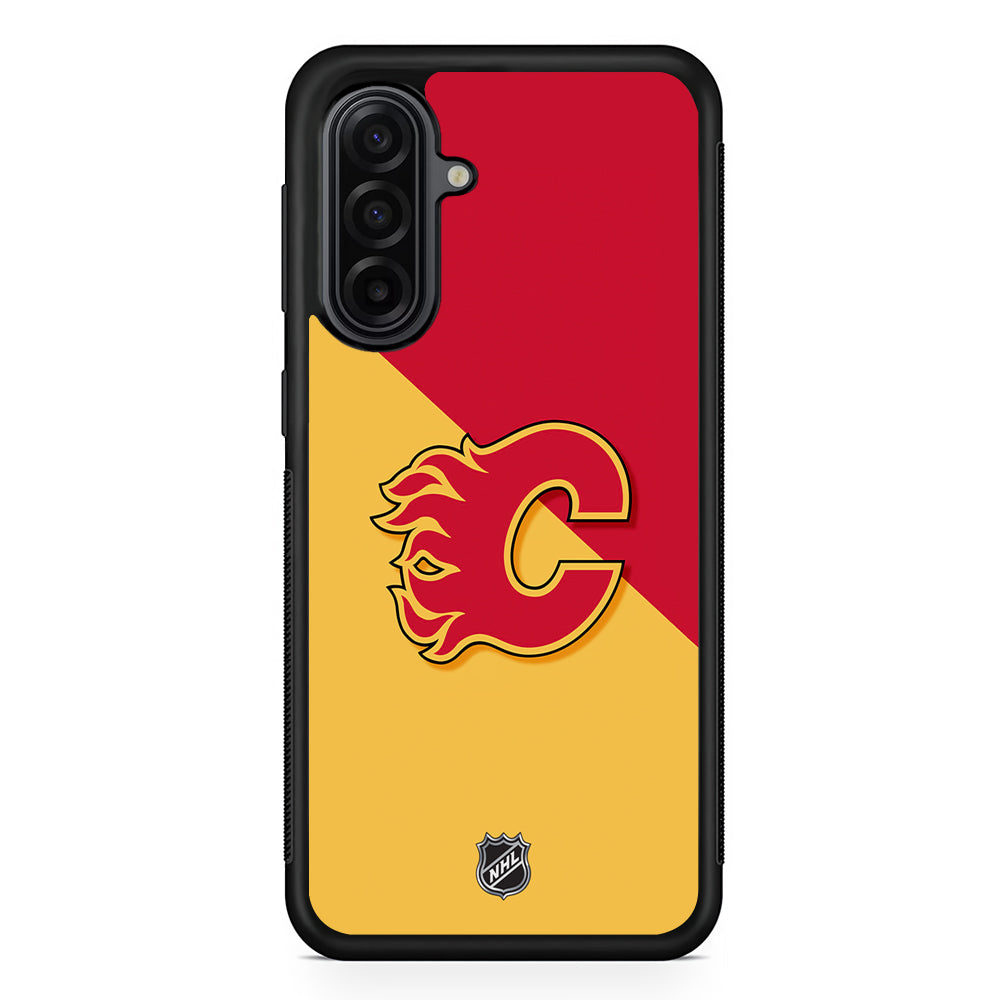 NHL Calgary Flames Red Yellow Samsung Galaxy A17 Case | Durable Rubber Samsung Galaxy A17 Phone Case