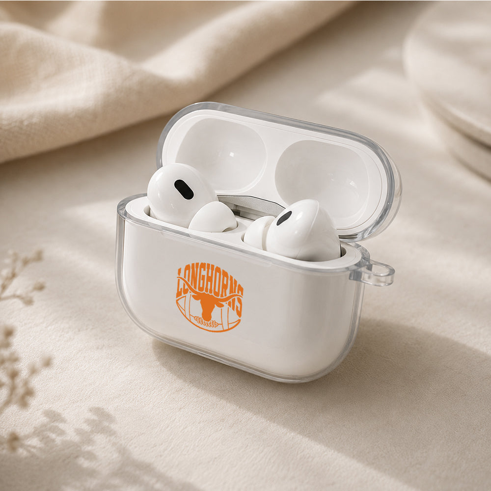 Texas Longhorns Burnt Orange Protective Apple AirPods Pro 3 Clear Case | Shockproof Cover