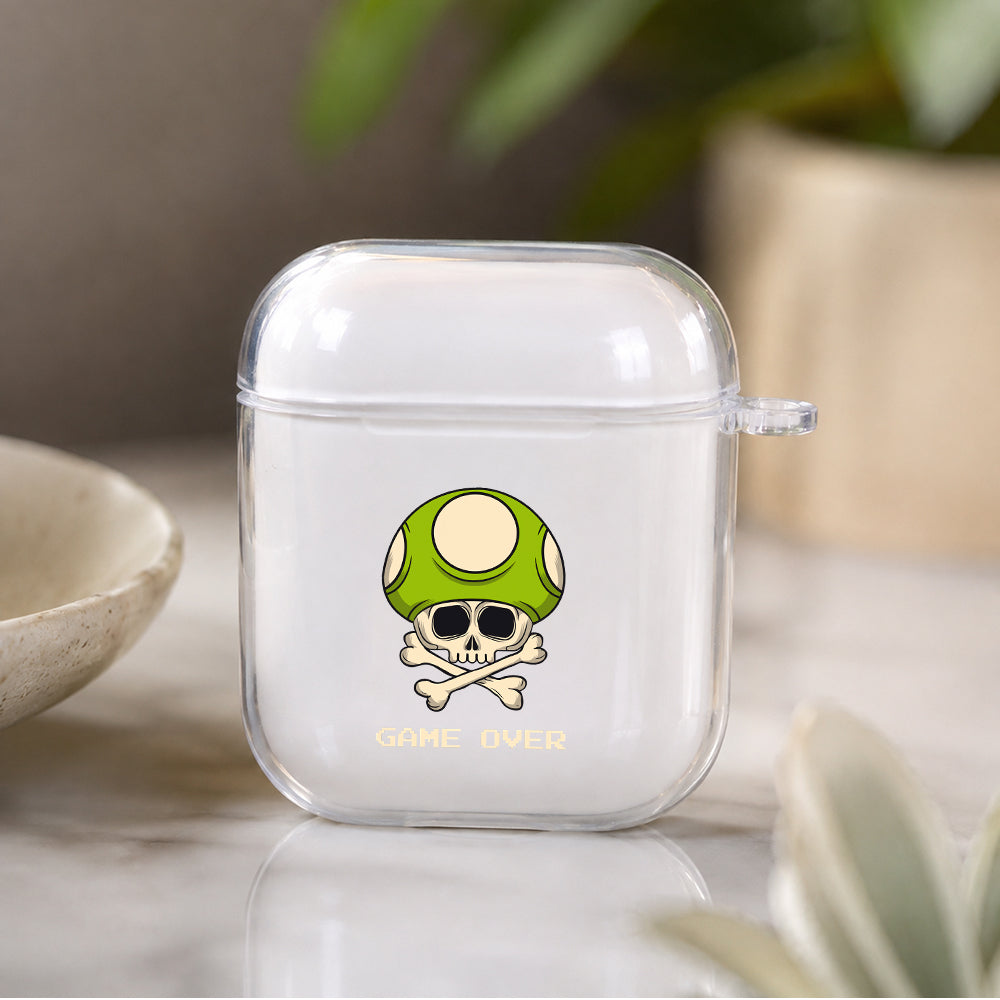 Mushroom Game Over Protective Clear Case Cover For Apple Airpods | Soft Silicone AirPods 1 / 2 Case | Protective Cover
