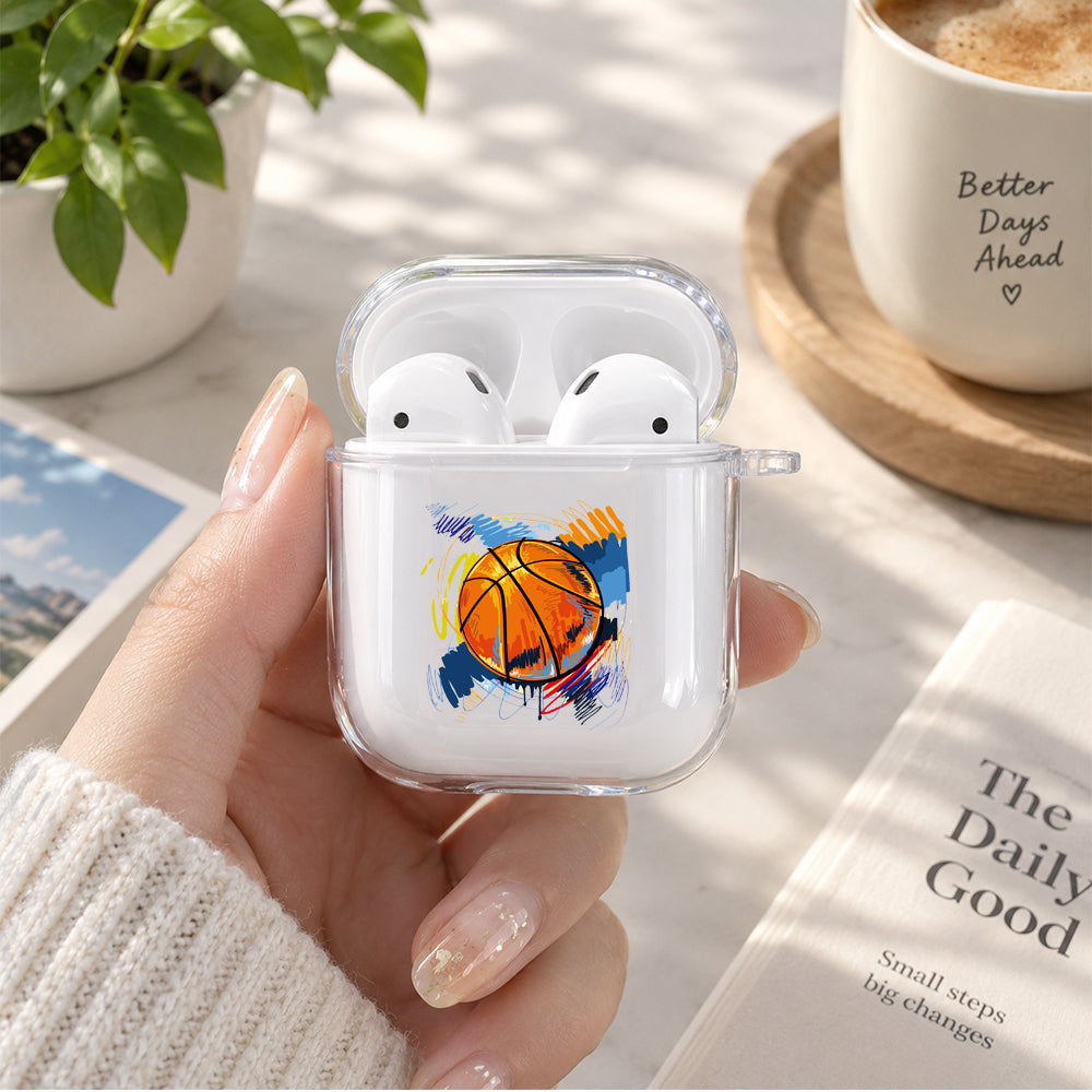 Basket Ball Art Protective Clear Case Cover For Apple Airpods | Soft Silicone AirPods 1 / 2 Case | Protective Cover