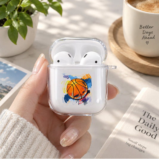 Basket Ball Art Protective Clear Case Cover For Apple Airpods | Soft Silicone AirPods 1 / 2 Case | Protective Cover