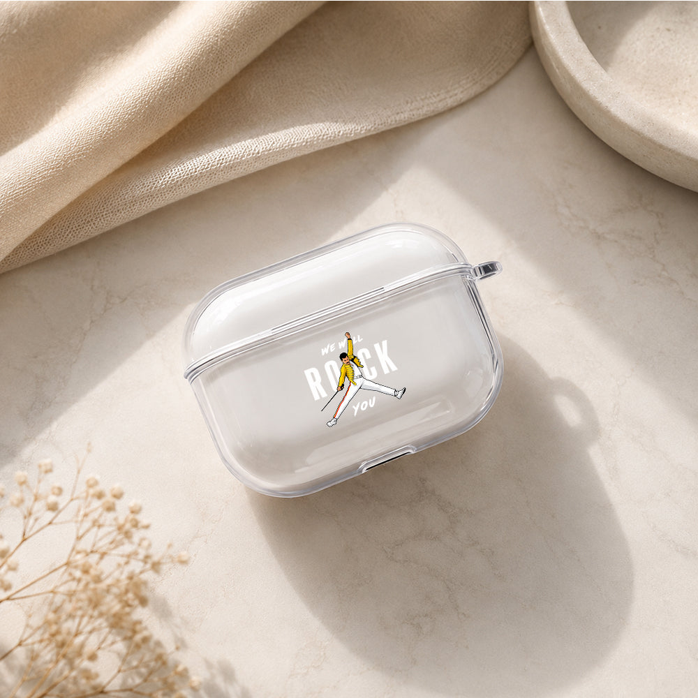 Freddie Mercury Iconic Jumpman Protective Apple AirPods Pro 3 Clear Case | Shockproof Cover