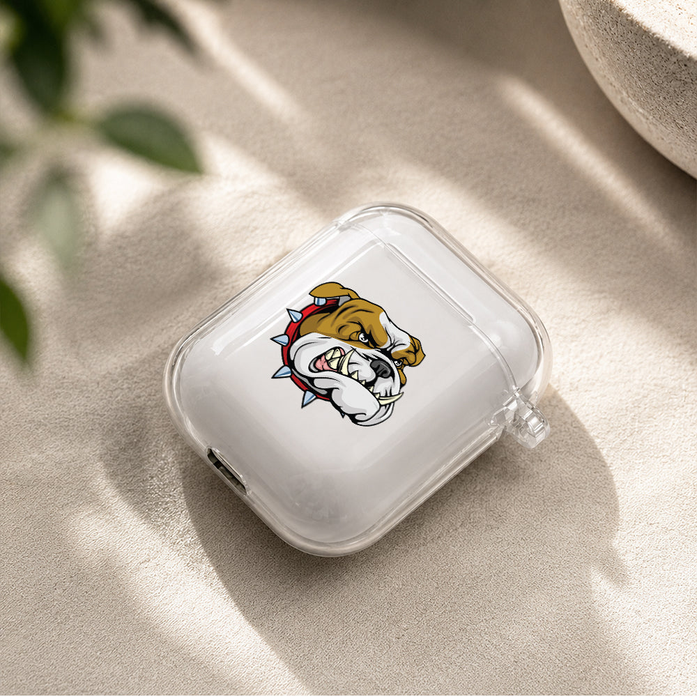 Bulldog Head Protective Clear Case Cover For Apple Airpods | Soft Silicone AirPods 1 / 2 Case | Protective Cover