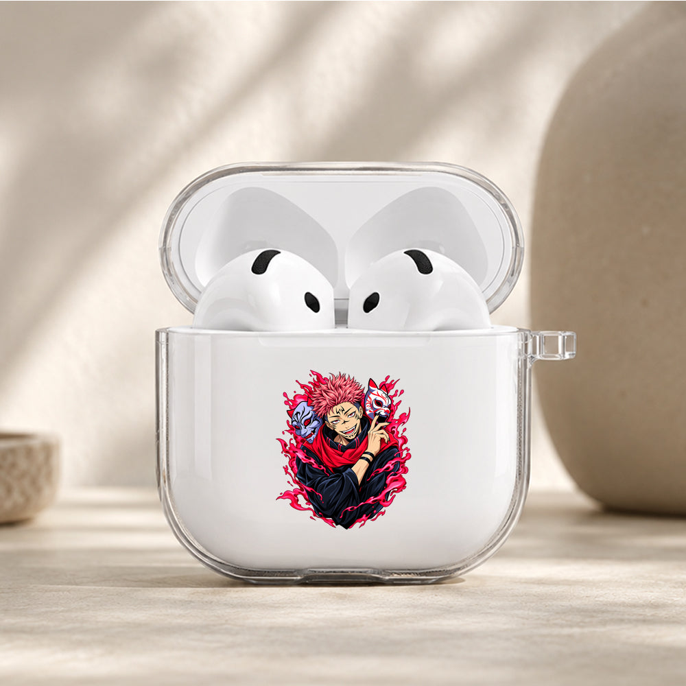 Jujutsu Kaisen Sukuna Masks Protective Apple Airpods 4 Clear Case - Durable Clear Protection
