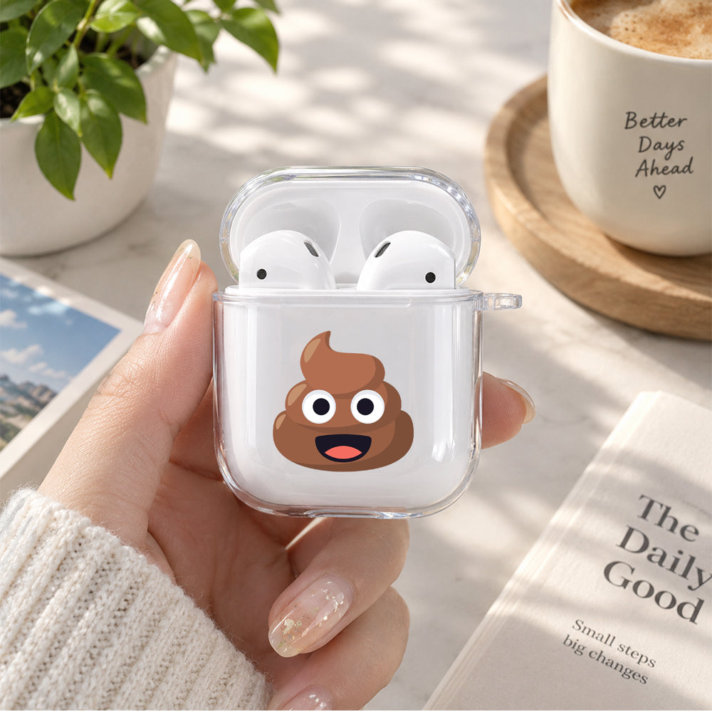 Pile of Poo Emoji Protective Clear Case Cover For Apple Airpods | Soft Silicone AirPods 1 / 2 Case | Protective Cover
