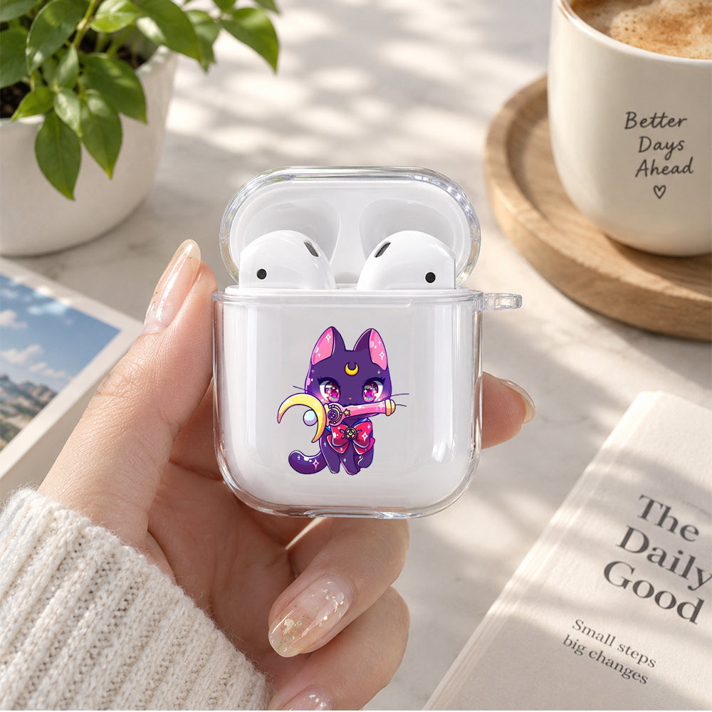 Luna Cute The Cat Protective Clear Case Cover For Apple Airpods | Soft Silicone AirPods 1 / 2 Case | Protective Cover