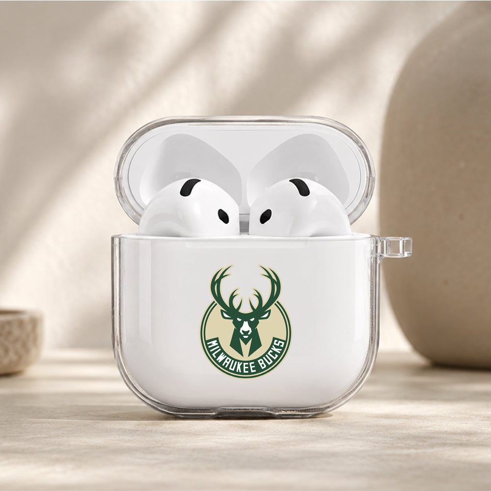 NBA Milwaukee Bucks Logo Protective Apple Airpods 4 Clear Case - Durable Clear Protection